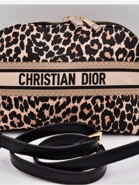 Dior Leopard Print Cosmetic Case in Beige and Black